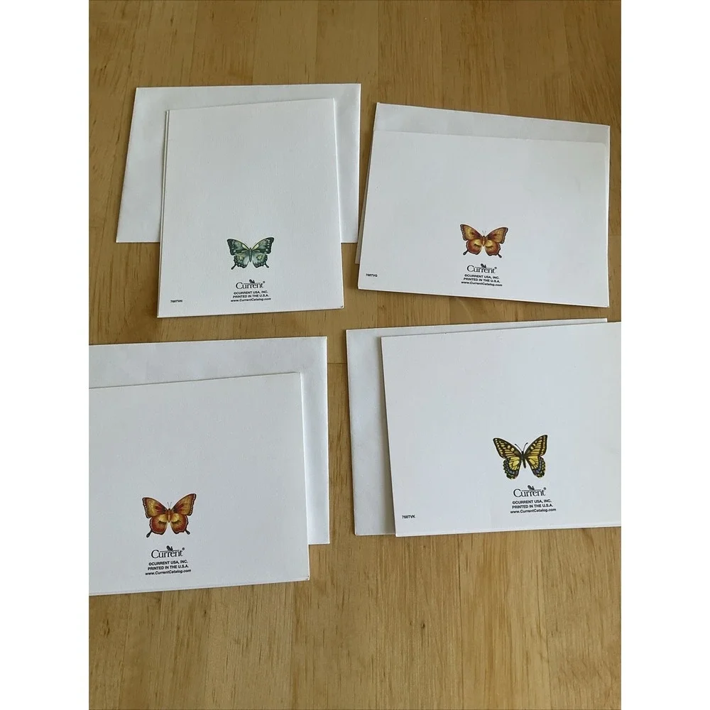 Current USA‎ Embossed 4 Butterflies Greeting Card Within Envelopes Blank